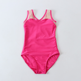 Load image into Gallery viewer, Sleeveless full lining net mesh patchwork multi-color pearl matte macaron color system slimming children's adult ballet one-piece suit