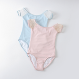 Load image into Gallery viewer, Sollune children's and adult's net mesh patchwork short-sleeve pearl macaron multi-color backless ballet jumpsuit